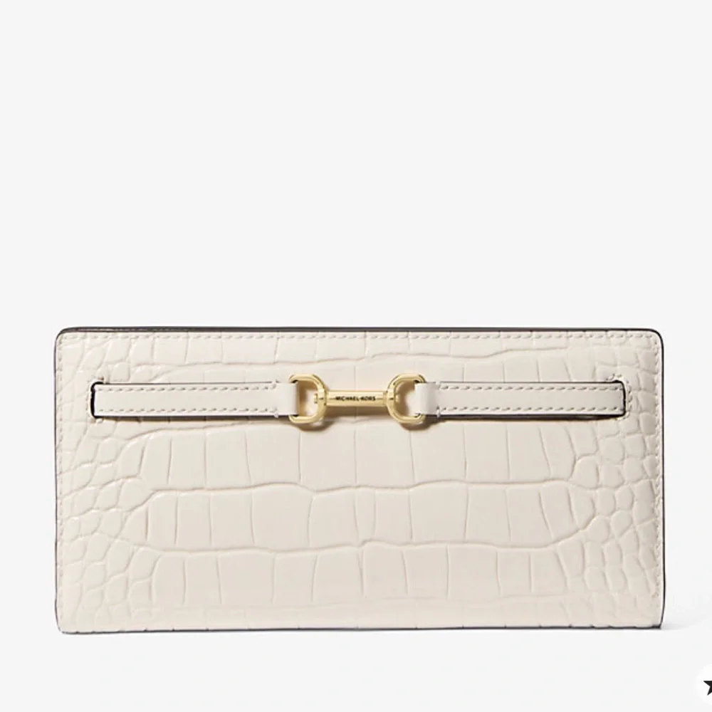 MICHAEL KORS Carson Large Crocodile Embossed Bifold Snap Wallet
Light Cream
NWT - Picture 1 of 16